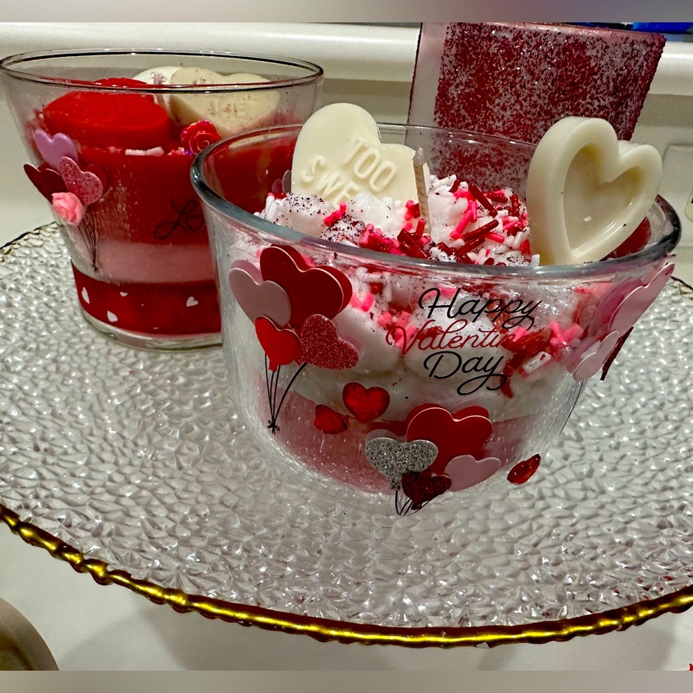 Pink cookie candles Handmade valentines addition